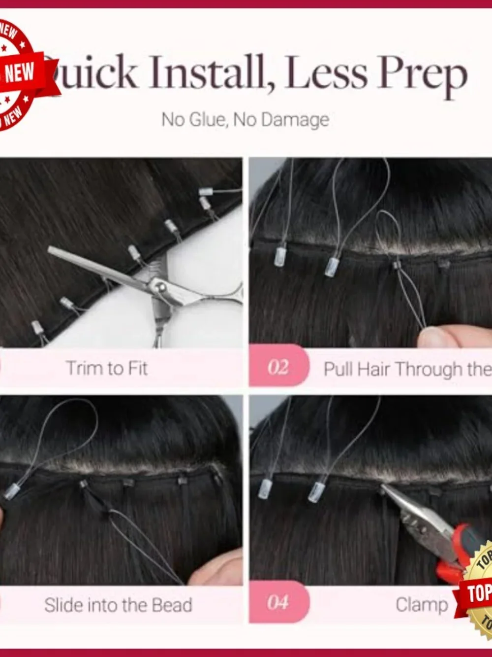 18 Inch Human Hair Extensions, Micro Beaded Weft, 100g, Straight Silky Remy